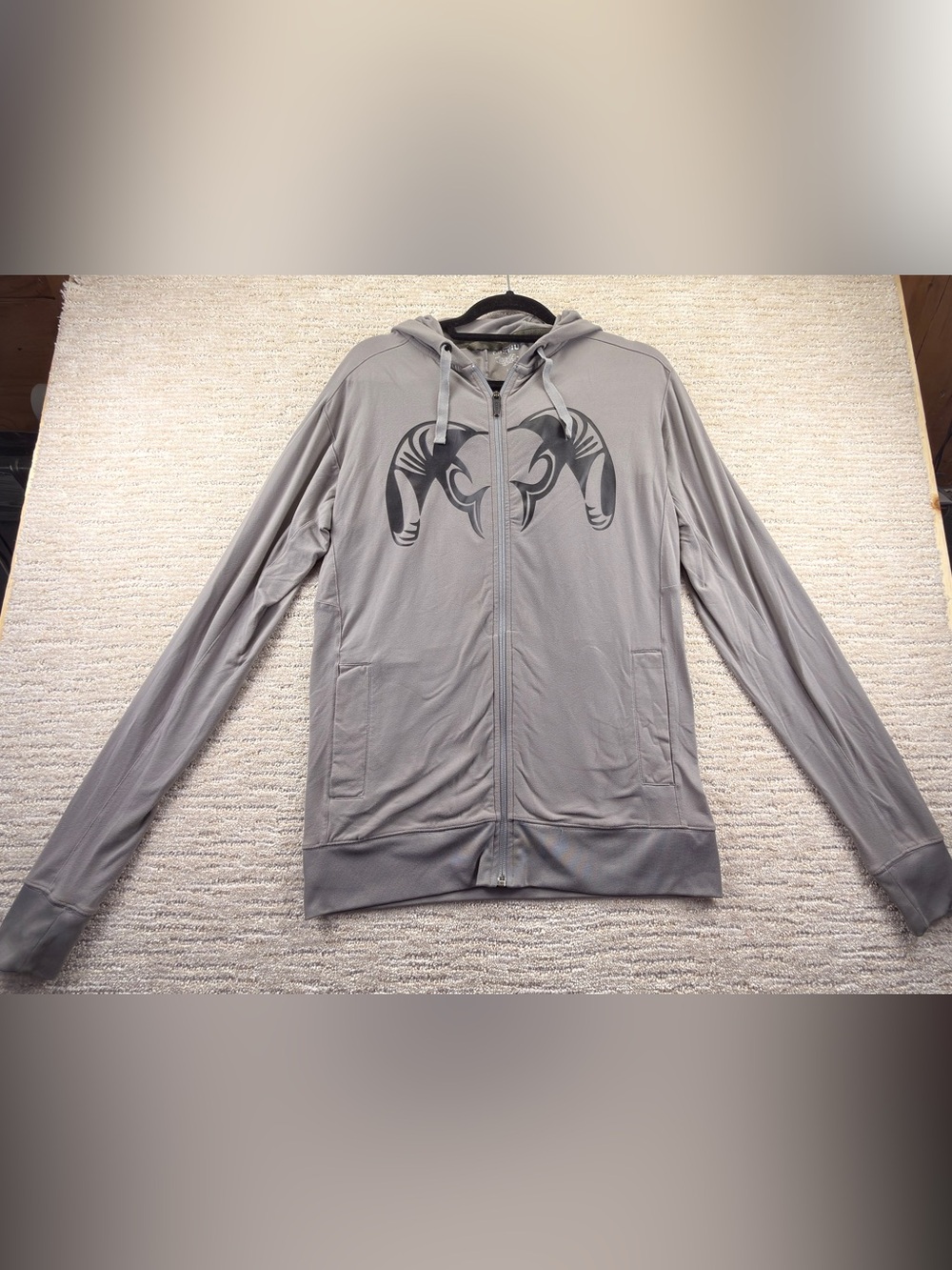 KUIU Men’s Full Zip Performance Hoodie L Gray/Black Long Sleeve Nylon Spandex